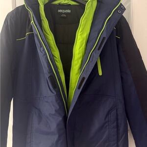 Sequoia Navy Coat with Bright Green Accent NEW Size  18-20 .
